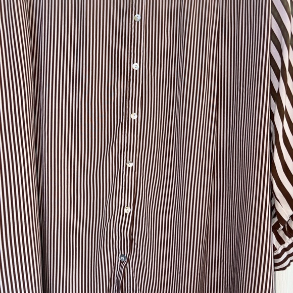 ***5/25*** Jane + Delancey Brown and White Striped Shirt - Picture 8 of 13